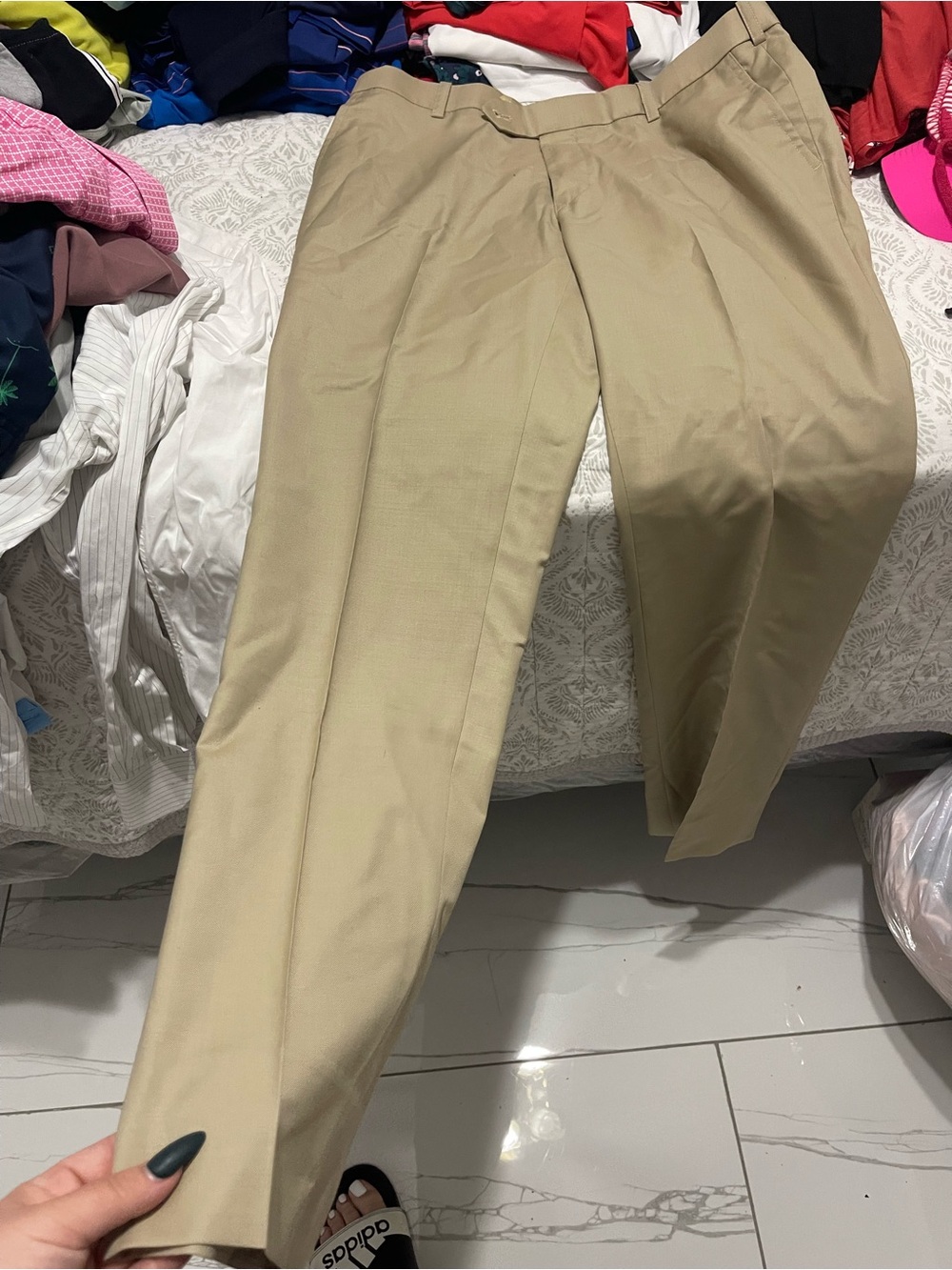 Men's Classic Tan Chinos – Tailored Flat-Front Dress Pants